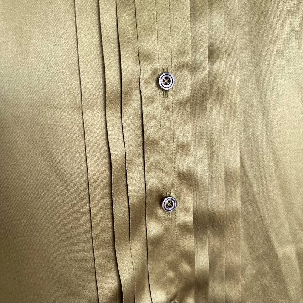 Tom Ford Fluid Fit Pleated Silk Charmeuse Button-Up Shirt in Fg710 Pale Sage NWT - Picture 8 of 13